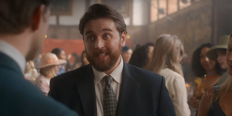 Cal talks to Dex at a wedding in One Day