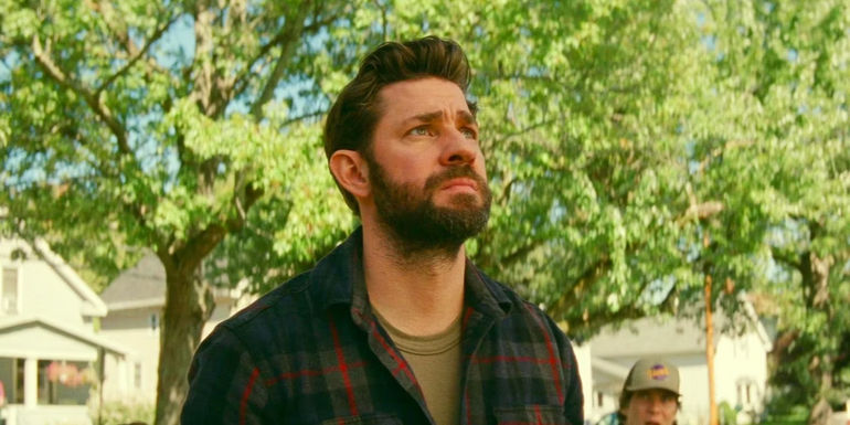 John Krasinski looking up in A Quiet Place 2