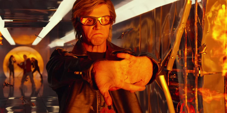 Evan Peters' Quicksilver cracks his knuckles in xavier school rescue scene in X-Men: Apocalypse