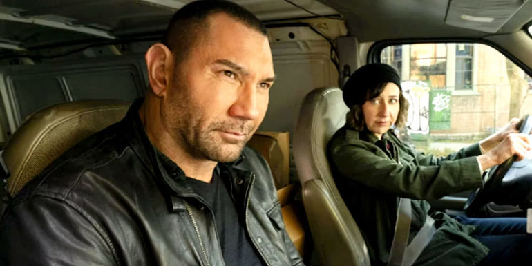 Dave Bautista and Kristen Schaal in My Spy.
