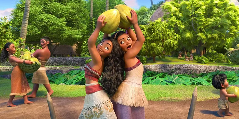 Moana looking confused and gesturing with her arm.