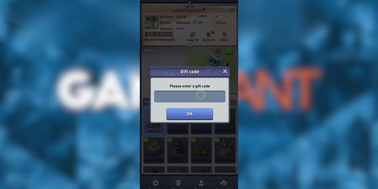 Top War: the Gift Code tab