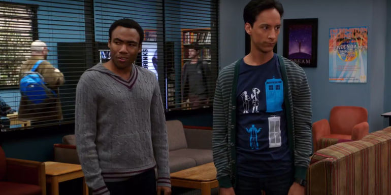 Donald Glover as Troy and Danny Pudi as Abed looking disappointed in Community