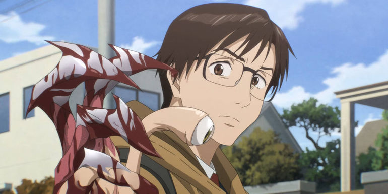 Shinichi using his hand as blades in Parasyte