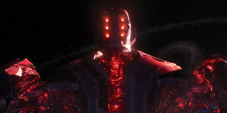 Arishem the Judge looking down at someone in Eternals.