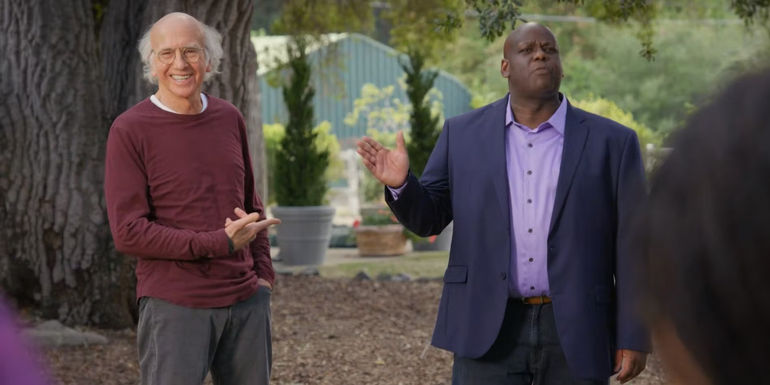 Larry is praised by the church group in Curb Your Enthusiasm