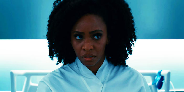 Monica Rambeau waking up in another universe in The Marvels