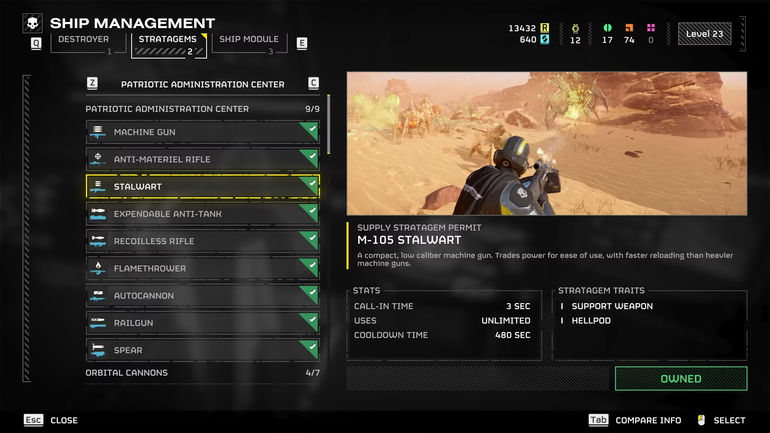 The Stalwart LMG in Helldivers 2