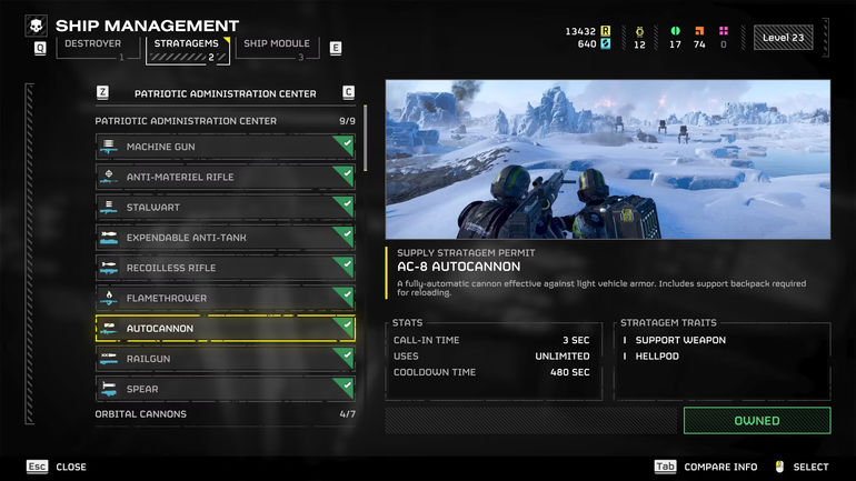 The Autocannon unlock in Helldivers 2