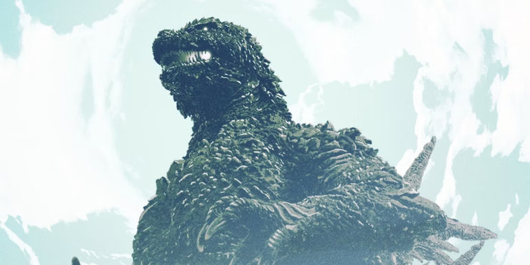 Godzilla seen from a low angle in Godzilla: Minus One