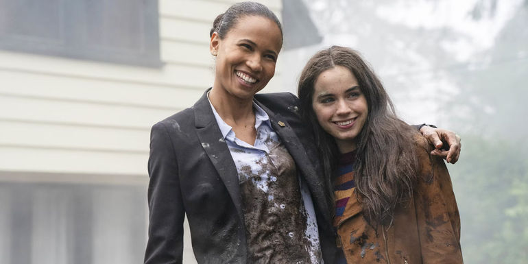 Maddie and Chelsea smiling in The Night Agent.