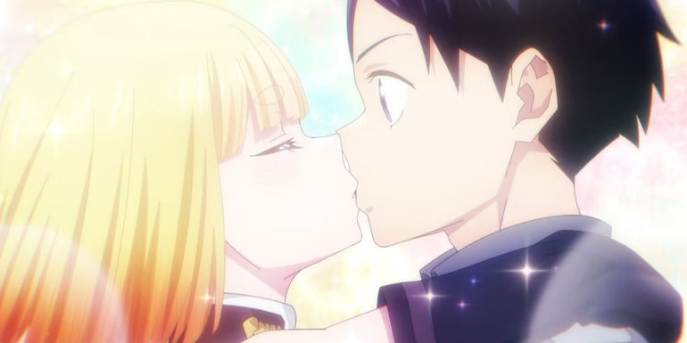 Shushu Suruga kisses Yuuki Wakura in Chained Soldier