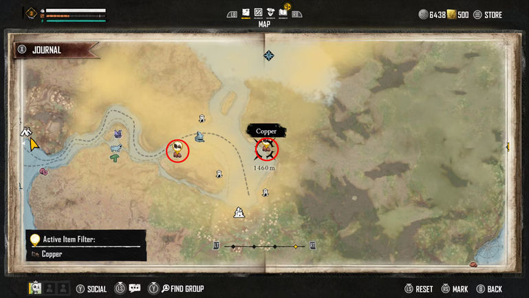 skull and bones copper map close