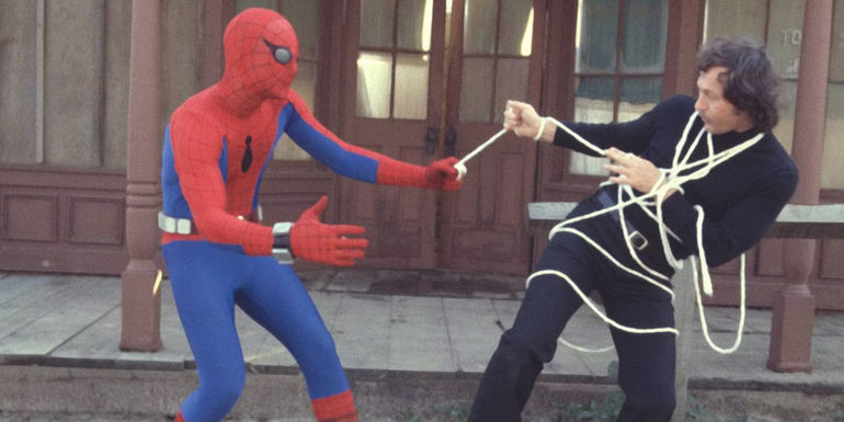 1977 spider man webs up thug