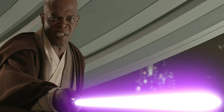 Star Wars mace windu purple lightsaber Cropped