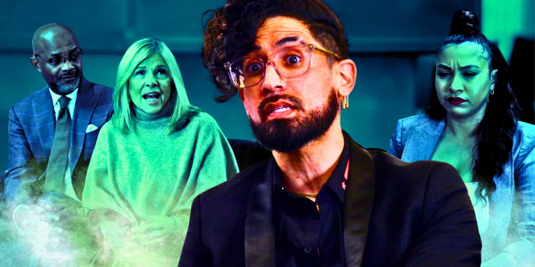 Married At First Sight Season 17 Experts with Michael over blue and green background