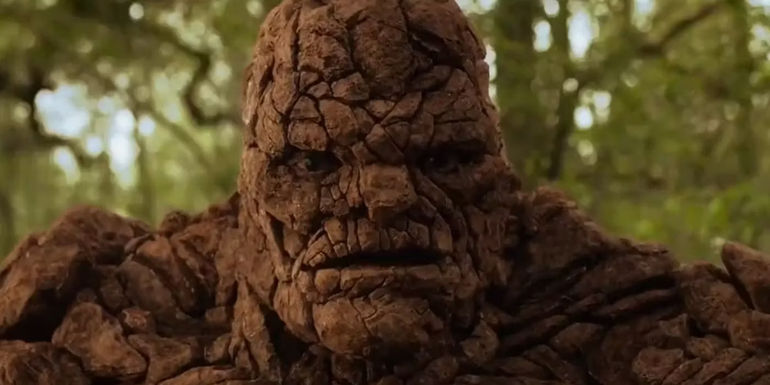 The Thing (Jamie Bell) frowns in Fanatastic Four 2015