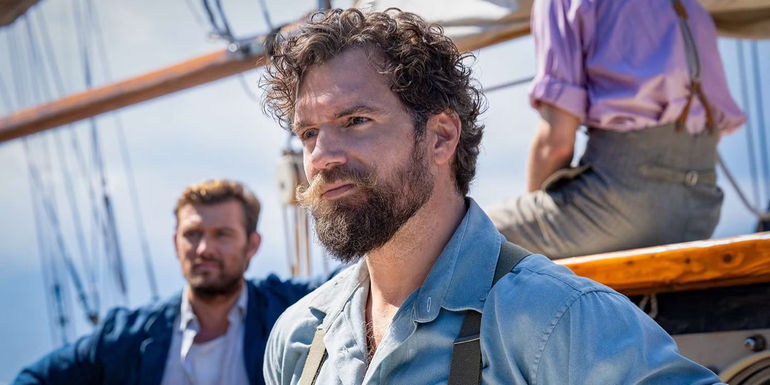 Henry Cavill stands on a boat in the Ministry of Ungentlemanly Warfare