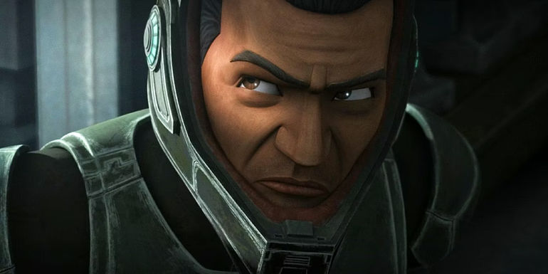 The Believer clone glaring at Rex in Star Wars: The Bad Batch season 2