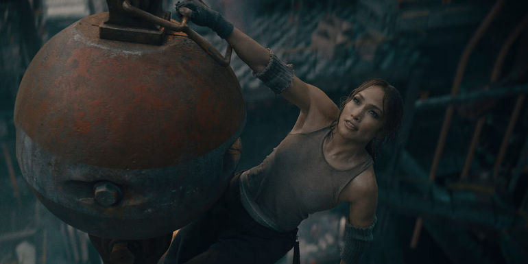 jennifer lopez clinging to a wrecking ball in this is me now