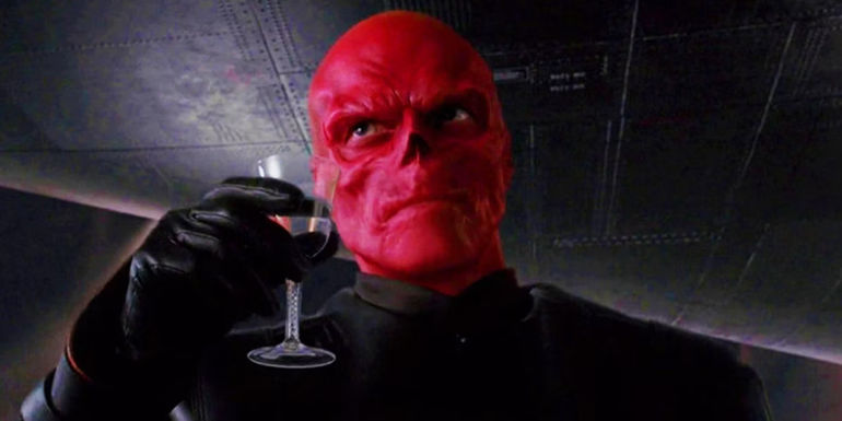Hugo Weaving's Red Skull having a drink in Captain America The First Avenger