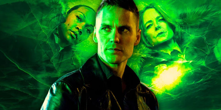 Kali Reis and Jodie Foster in True Detective season 4 collaged with Taylor Kitsch from True Detective season 2