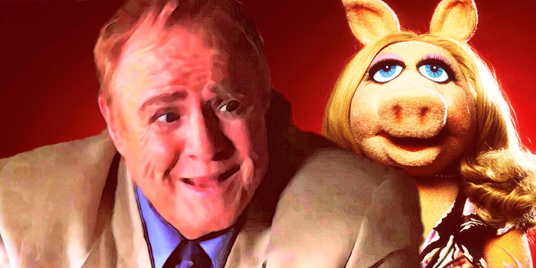 Marlon Brando gives Miss Piggy a surprised look