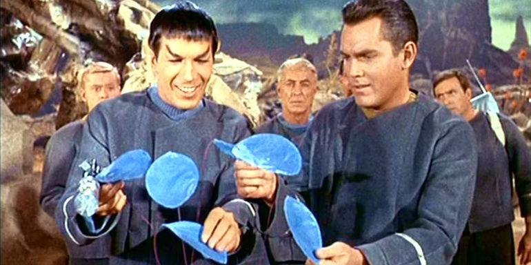 Spock Smiling with Captain Pike in Star Trek 