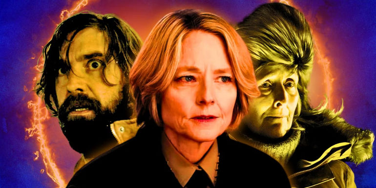 Owen McDonnell as Raymond Clark, Jodie Foster as Chief Liz Danvers, and Kali Reis as Trooper Evangeline Navarro in True Detective: Night Country