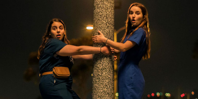 Beanie Feldstein and Kaitlyn Dever in Booksmart