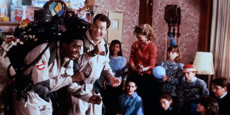 Ray and Winston at a birthday party in Ghostbusters 2
