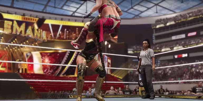 WWE 2K24 Bianca Powerbombs Asuka