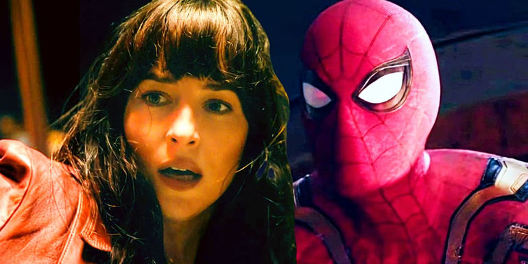 Dakota Johnson as Madame Web with Tom Holland as Spider-Man