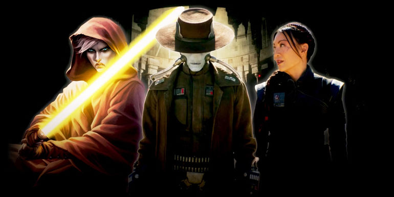 Asajj Ventress from The Bad Batch art with live action Cad Bane and Fennec Shand