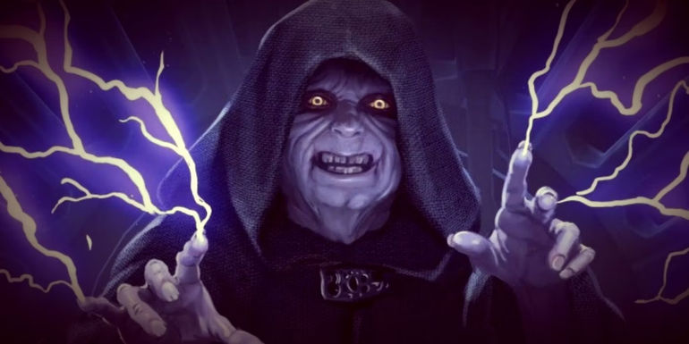 Star Wars' Emperor Palpatine using Force Lightning.