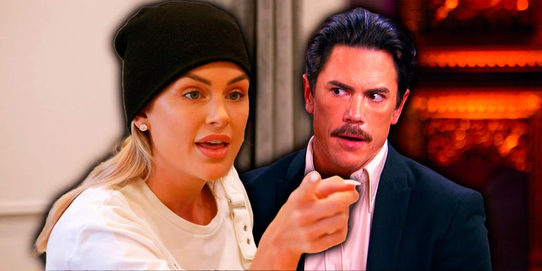 Vanderpump Rules' Lala Kent pointing her finger at Tom Sandoval