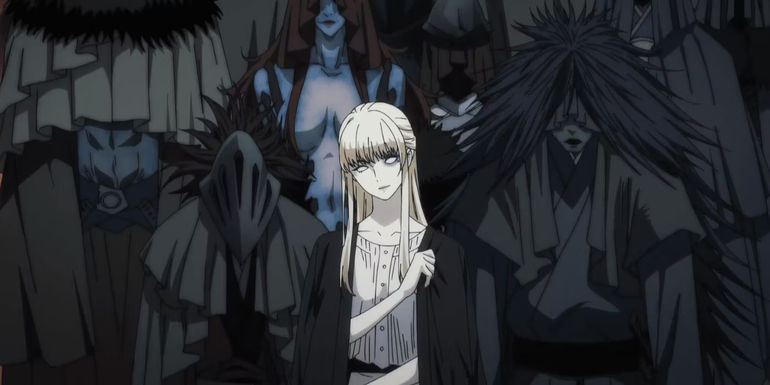 A blonde necromancer summoning undead spirits in Witch and the Beast