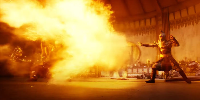 A soldier Fire Bending in Netflix's live-action Avatar: The Last Airbender