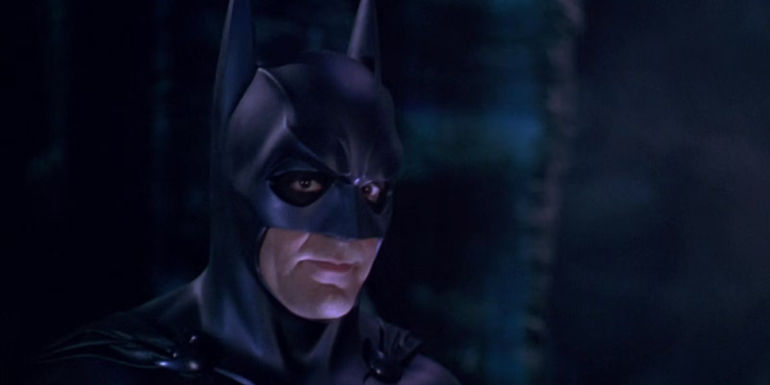 A close-up of George Clooney as Batman in Batman & Robin