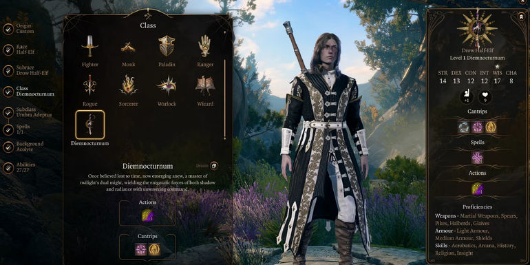 Baldur's Gate 3 modded class Diemnocturnum