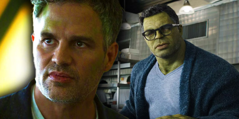 A split image of Bruce Banner in Thor Ragnarok and Smart Hulk in Avengers Endgame