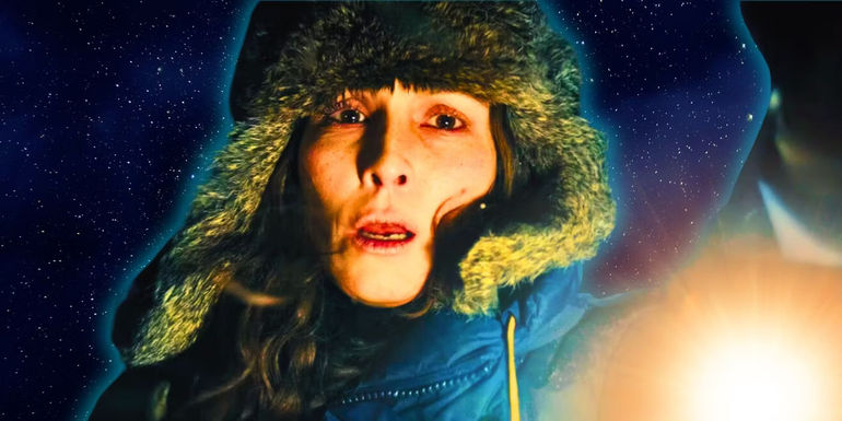 Noomi Rapace's Jo holding up a lamp in Constellation