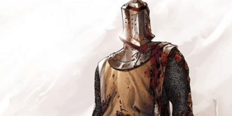 An Illustration of Game of Thrones' Hedge Knight covered in blood.