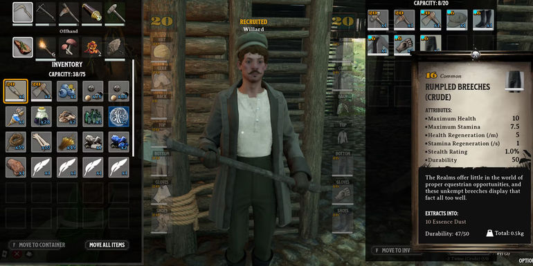 Nightingale - Taking The Clothes Out Of An NPCs Inventory