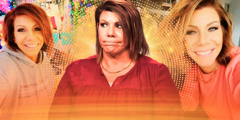 Montage of Sister Wives Meri Brown orange background