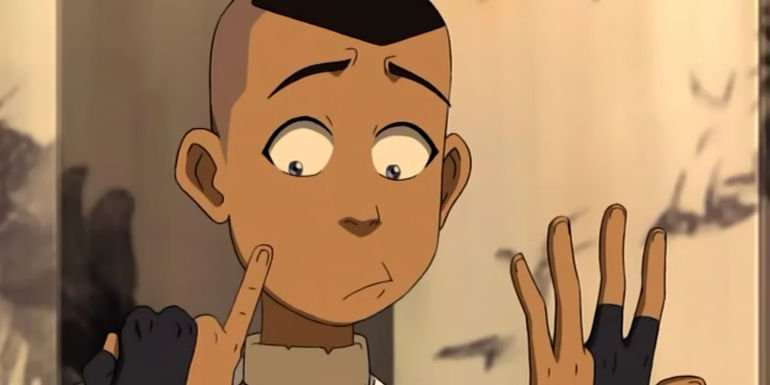 Sokka counting on his fingers looking confused in Avatar the last airbender