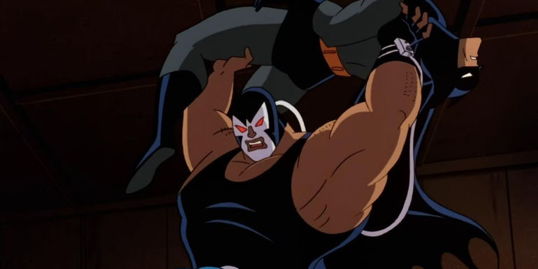 Bane carrying Batman in Batman: The Animated Series