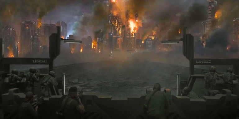 Reach on fire from the bridge in Halo season 2 - Ackerson's Departure Sets Up More Tension Between The Spartans & ONI