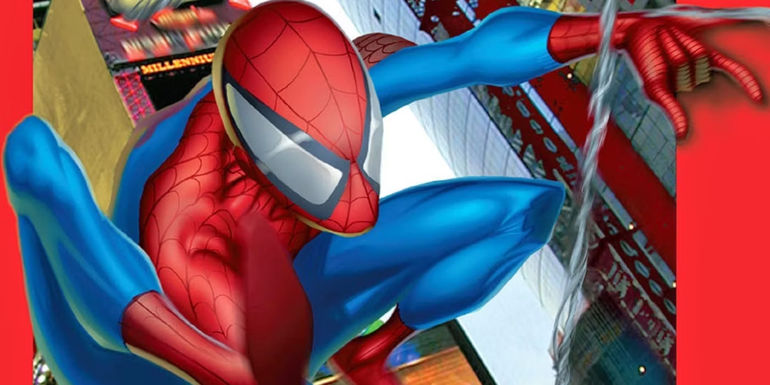 Ultimate Spider-Man swinging through New York City