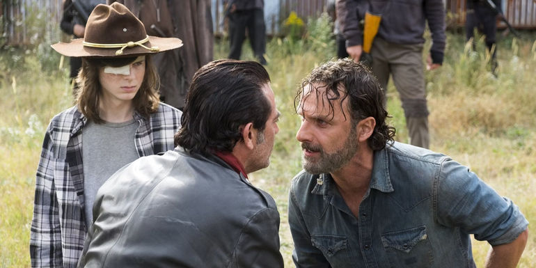 Rick Grimes and Negan in a tense confrontation